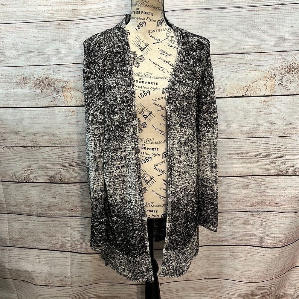 Nic+Zoe Cardigan Sweater Marled Open Long Size Small Cotton
